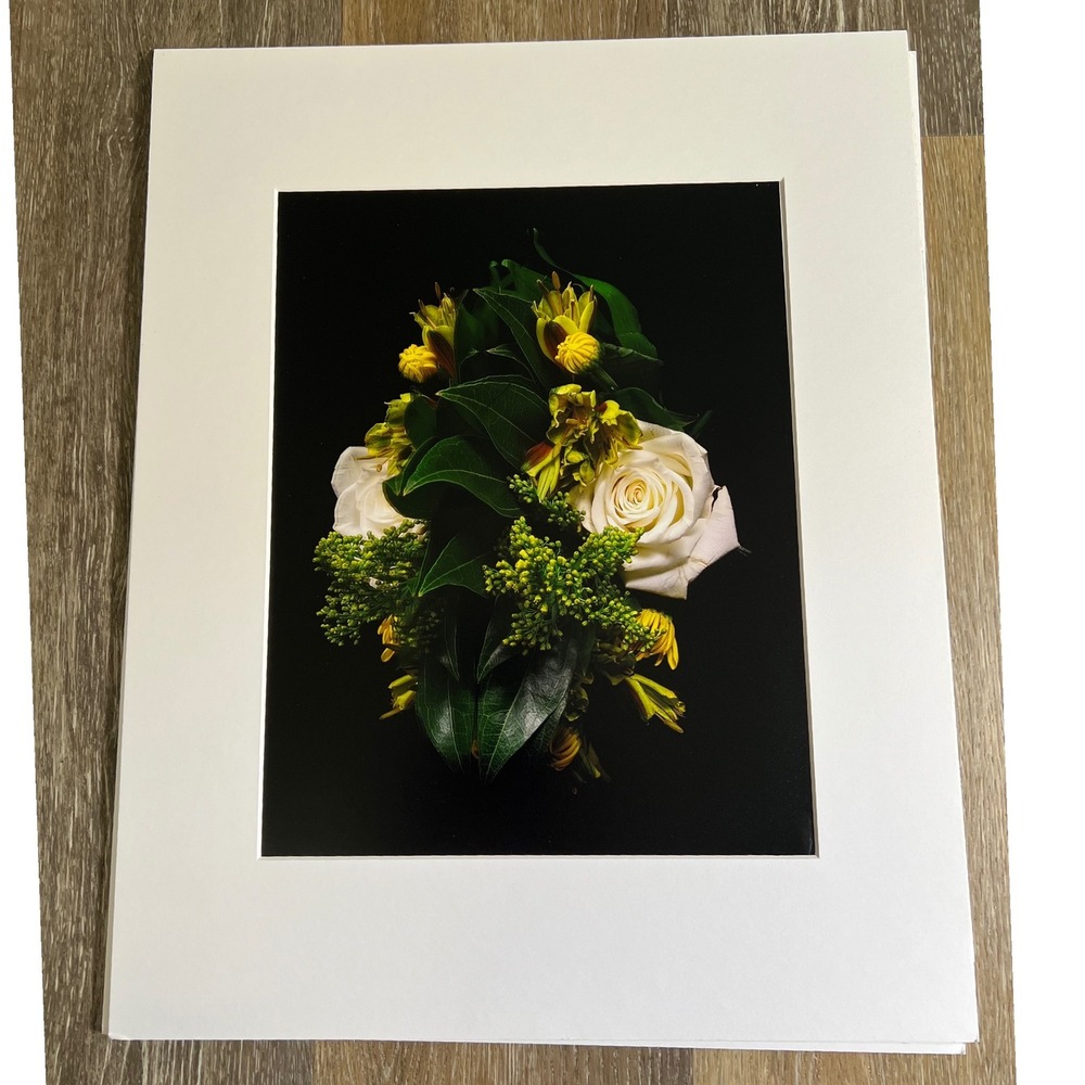 Floral Still Life Photography Art 16x20 White Yellow Rose Lily Matted